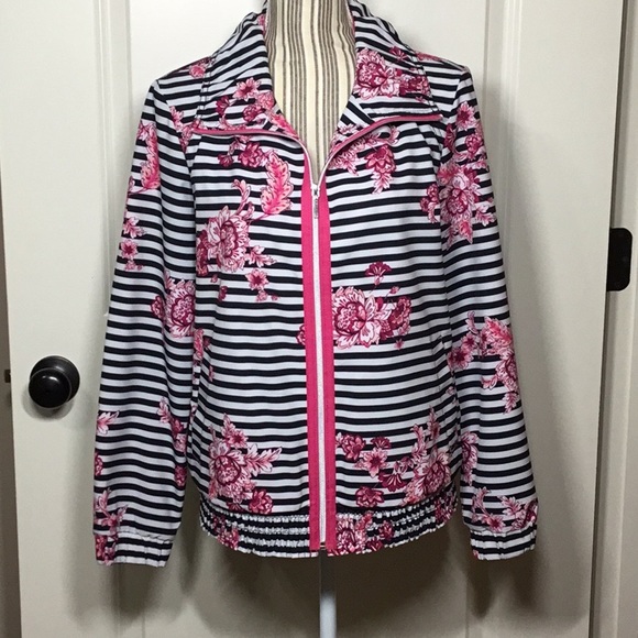 Chico's Jackets & Blazers - Chico’s Zenergy UPF Neema Striped Floral Jacket
